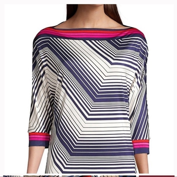 SALE NWT Trina Turk Chevron Stripe Shift Bottle Dress - Picture 7 of 13